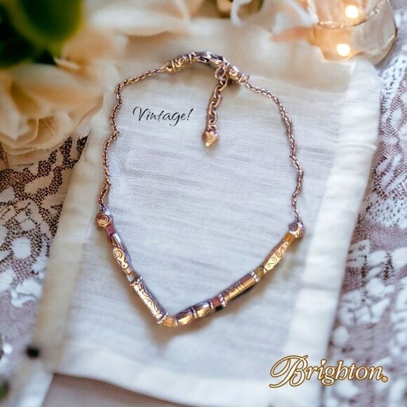 BRIGHTON Vintage Silver and Amber Crystal Necklace WEDDING READY! - Picture 1 of 9